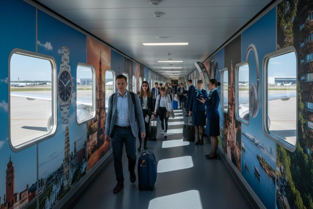 DOOH advertising airport digital LED screen inside terminal